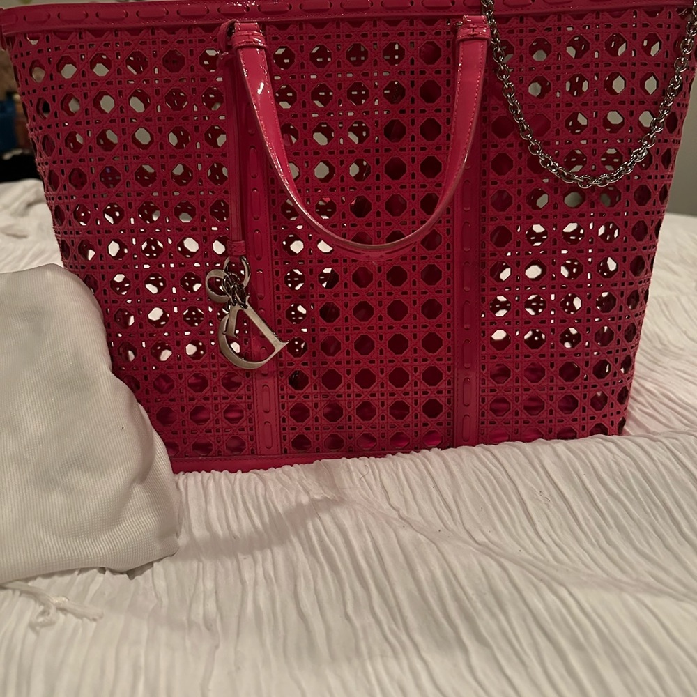Dior Cannage Perforated Leather Tote Bag - Picture 9 of 14